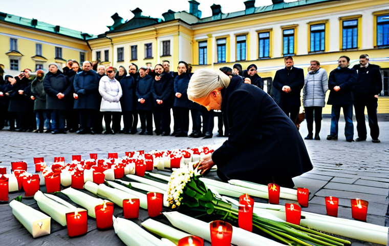 National Mourning in Poland**

"A poignant scene in Warsaw, Poland, shortly after the Smolensk plane crash. People are gathered in front of the Presidential Palace, laying flowers and candles. The atmosphere is somber, with many visibly grieving, but also displaying a sense of national unity. Fully clothed in modest attire, safe for work, appropriate content. Perfect anatomy, correct proportions, natural pose. Professional photography, high quality."

**