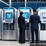 Home 14 벨기에 브뤼셀 공항 폭탄 테러 사건 - **Prompt:** A bustling, ultra-modern airport security checkpoint, showcasing advanced technology. Pa...