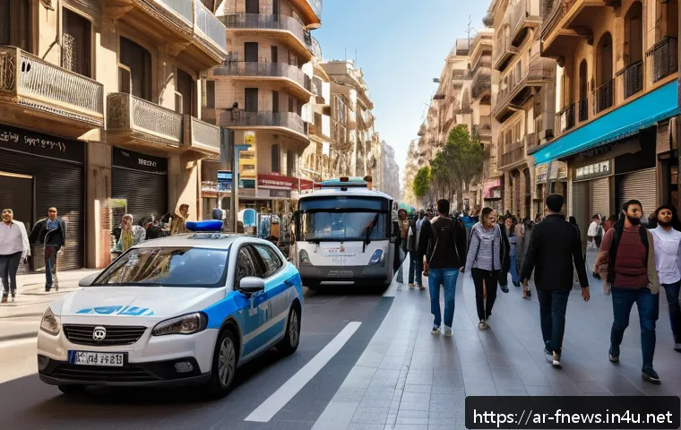 스페인 바르셀로나 차량 돌진 테러 사건 - A bustling European city street scene in Barcelona during daytime, featuring diverse pedestrians inc...